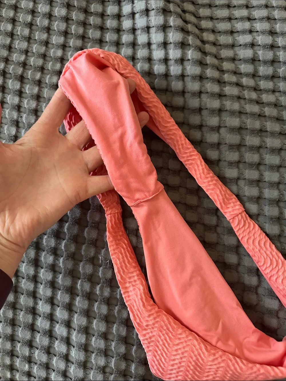 Monday Swimwear Coral Pink Textured Bikini Set